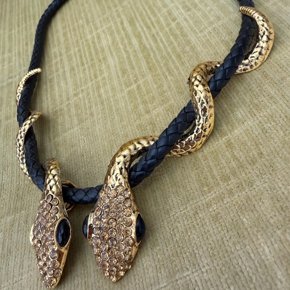Gold and Black Snake Necklace - Picture 3 of 4